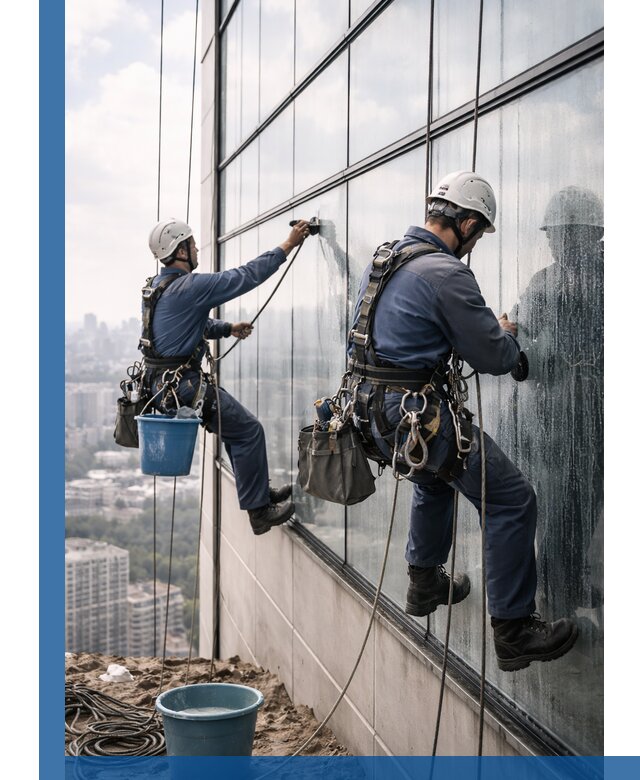 Профессиональная мойка фасадных окон альпинистами в Лобне