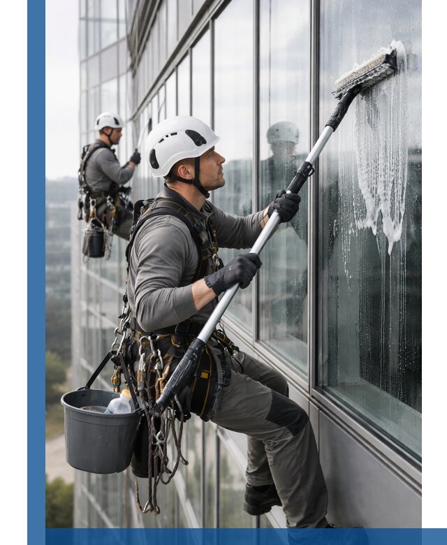 Высотная мойка сплошного остекления с выездом в Лобне