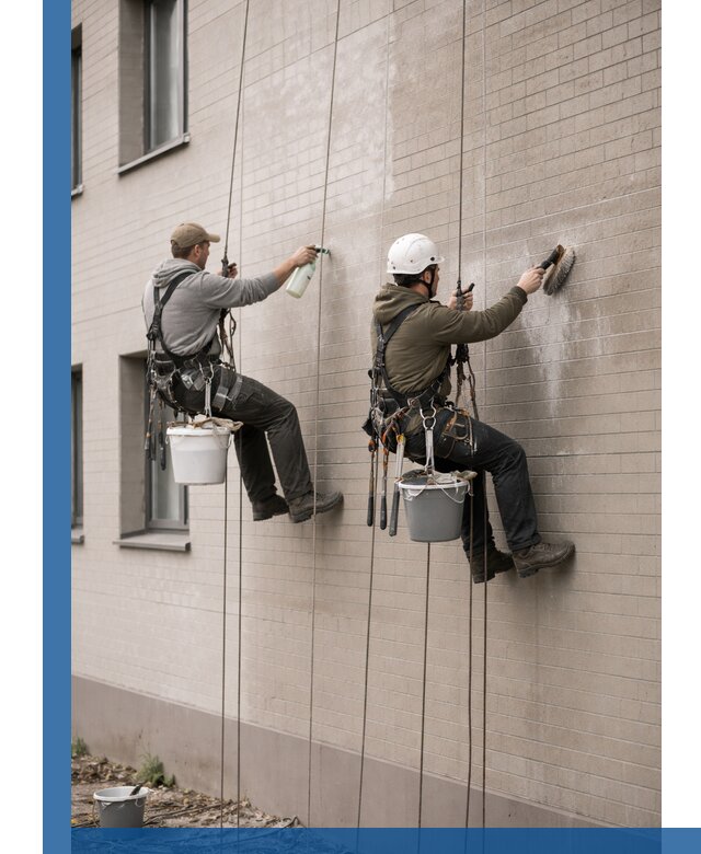 Удаление высолов с фасада зданий в Лобне без повреждений и следов