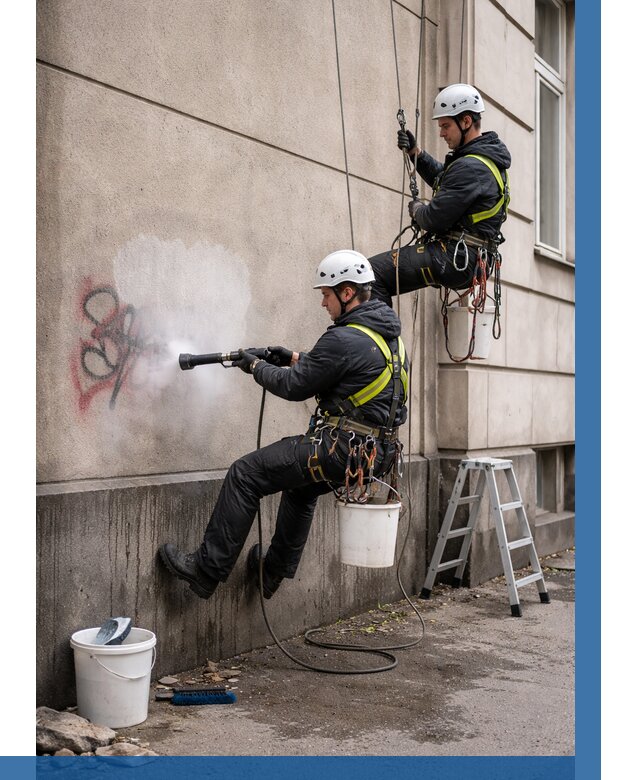 Удаление граффити с фасада в Лобне от 4647 р. | ВЫСОТНИК-Лбн