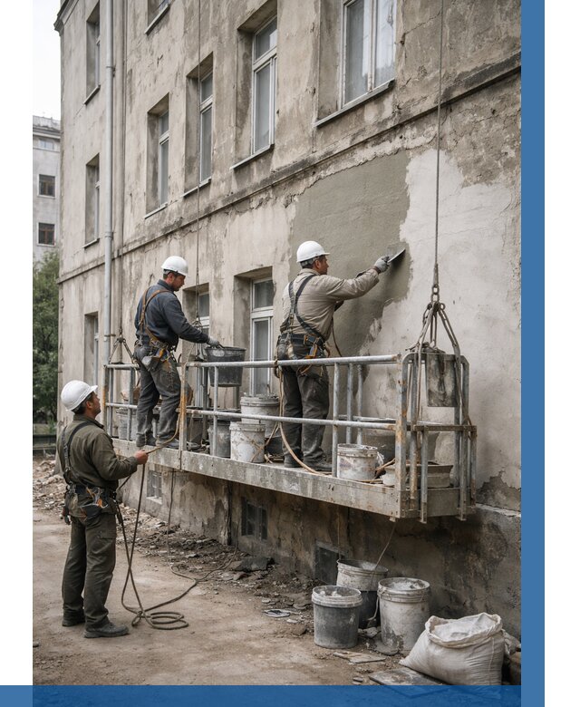 Капитальный ремонт фасада в Лобне от 4337 р. | ВЫСОТНИК-Лбн