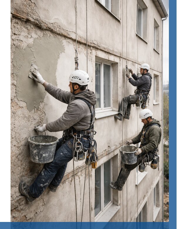 Ремонт штукатурного фасада в Лобне от 774 р. под ключ | ВЫСОТНИК-Лбн