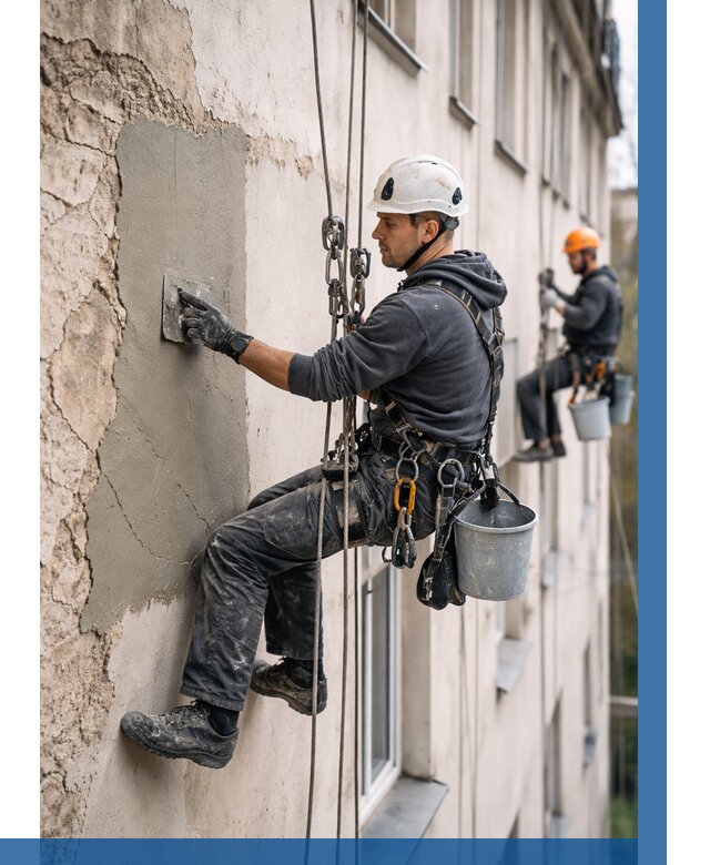 Восстановление штукатурки фасада в Лобне от 1239 р. | ВЫСОТНИК-Лбн