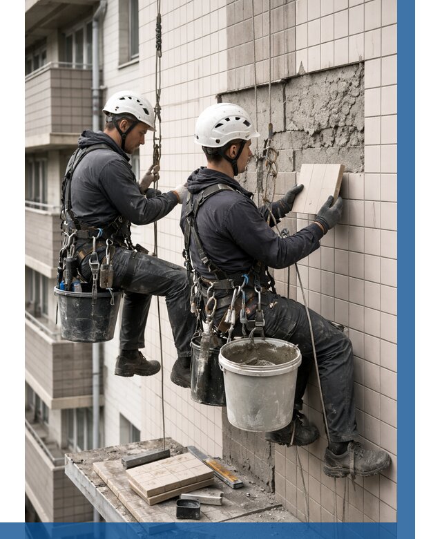 Ремонт облицовки фасада плиткой в Лобне от 1859 р. | ВЫСОТНИК-Лбн