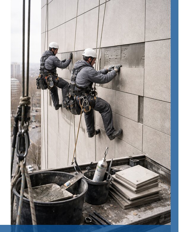 Ремонт фасада из керамогранита в Лобне от 2582 р. | ВЫСОТНИК-Лбн