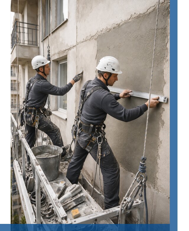 Штукатурка фасада на высоте в Лобне от 929 р. | ВЫСОТНИК-Лбн