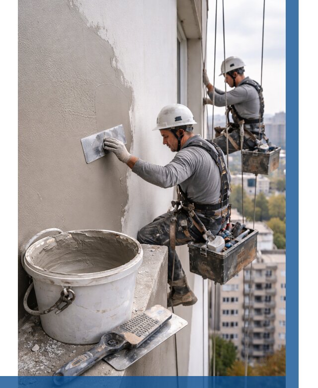 Шпаклевка фасада на высоте в Лобне от 723 р. | ВЫСОТНИК-Лбн