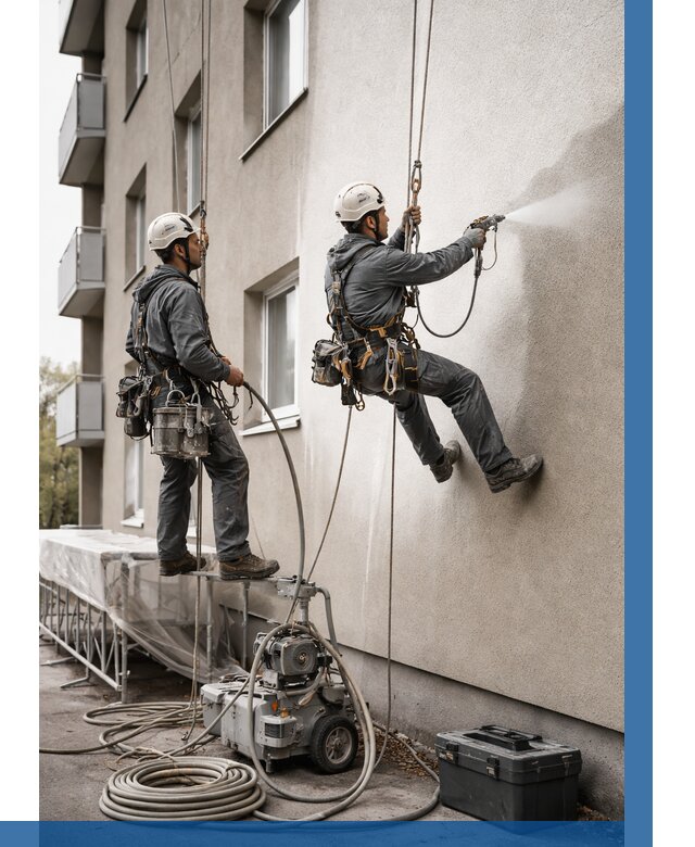 Безвоздушная покраска фасада в Лобне от 227 р/м² | ВЫСОТНИК-Лбн