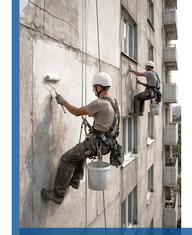 Покраска бетонного фасада в Лобне для жилых и промышленных объектов