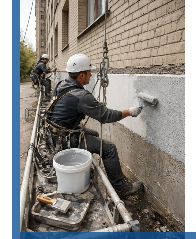 Окраска цоколя здания в Лобне профессионально и надежно