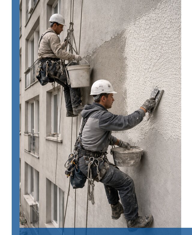 Нанесение декоративной штукатурки короед на фасад в Лобне