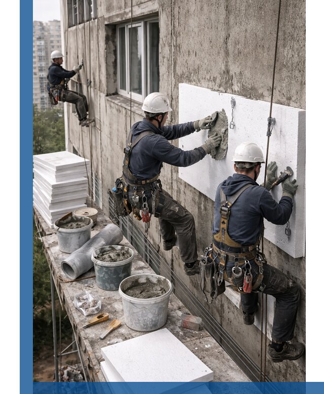 Утепление фасада пенополистиролом в Лобне под ключ