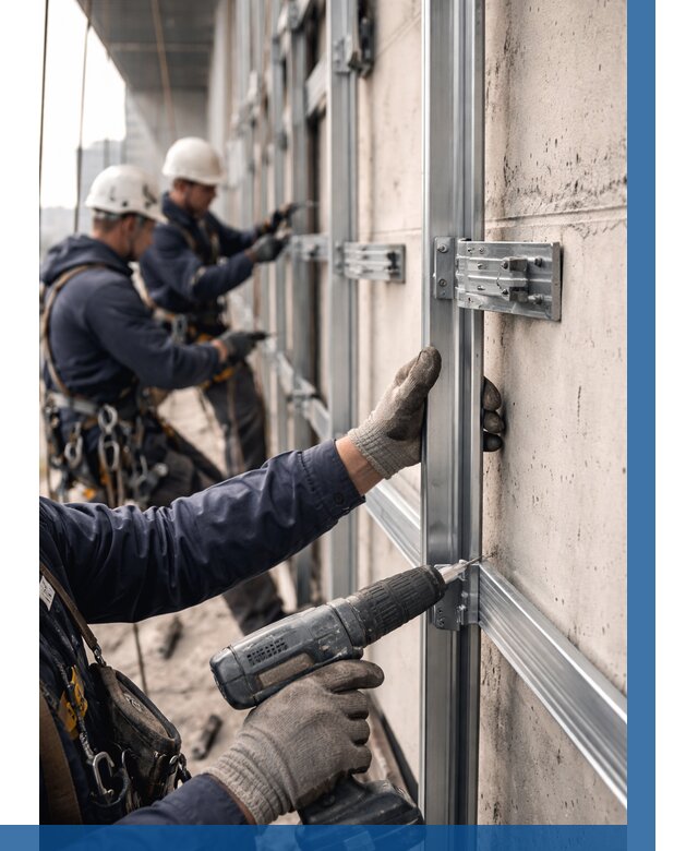 Монтаж подсистемы вентфасада в Лобне от 878 р. | ВЫСОТНИК-Лбн