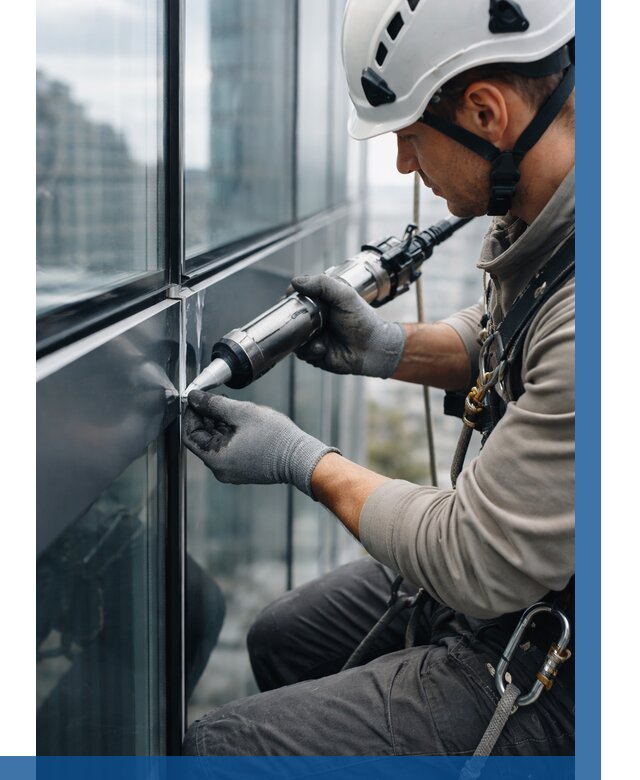 Герметизация стыков витража в Лобне от 1239 р. | ВЫСОТНИК-Лбн