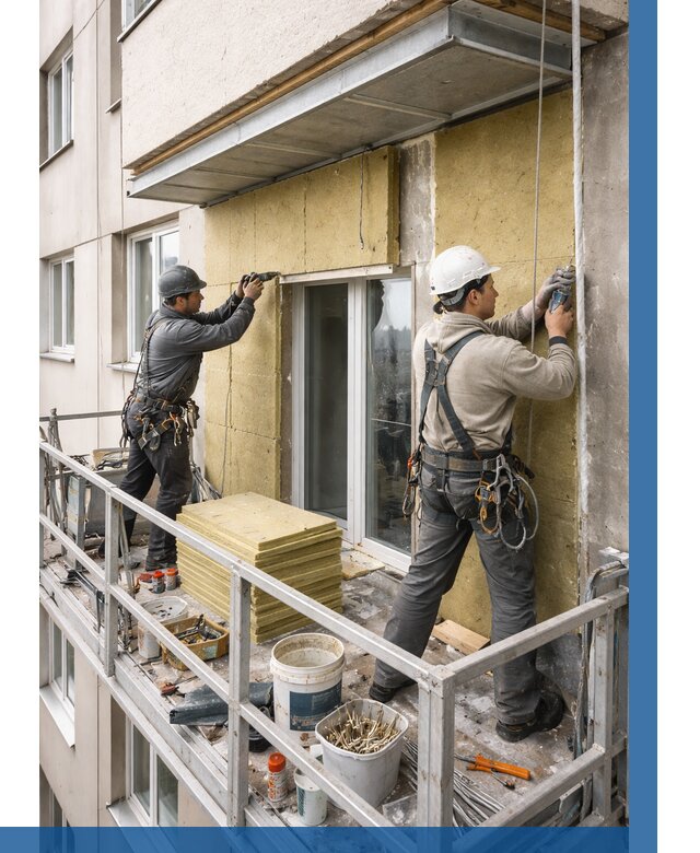 Утепление балкона снаружи в Лобне от 1652 р. под ключ ВЫСОТНИК-Лбн