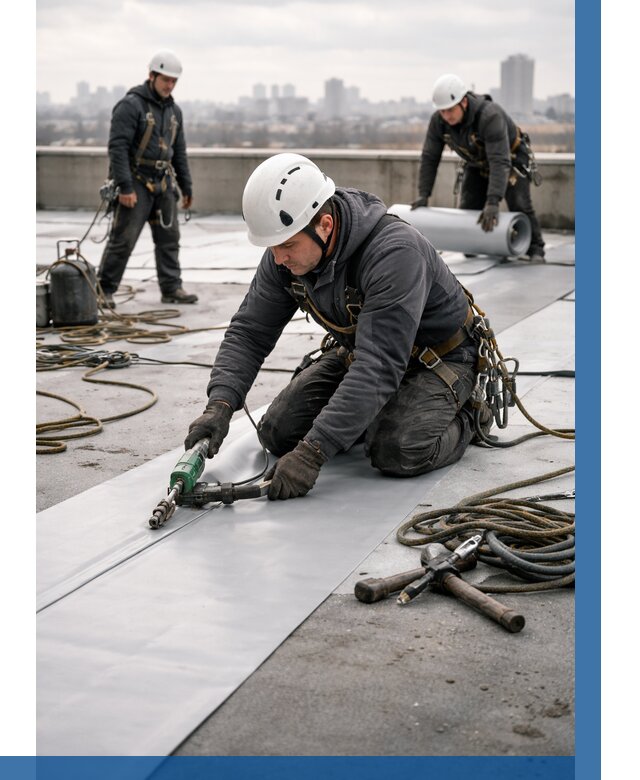 Ремонт мембранной кровли в Лобне от 1859 р./м2 | ВЫСОТНИК-Лбн