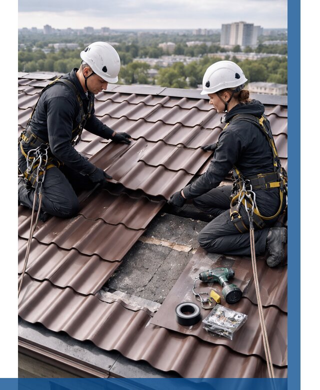 Ремонт металлочерепицы на крыше в Лобне от 929 р. | ВЫСОТНИК-Лбн