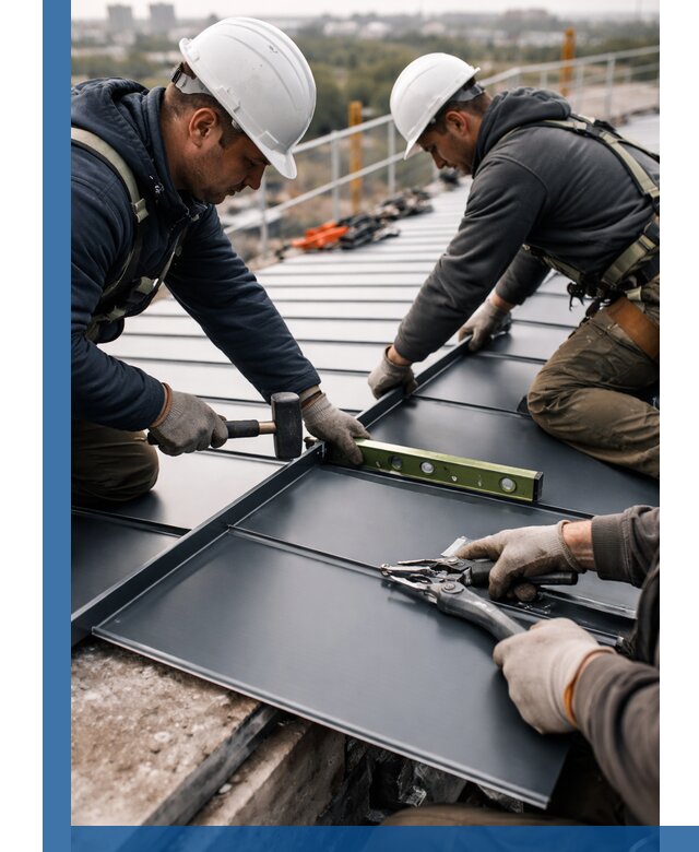 Монтаж фальцевой кровли в Лобне для промышленных зданий