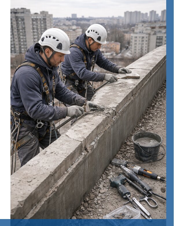 Ремонт парапета на кровле в Лобне от 1549 р. | ВЫСОТНИК-Лбн