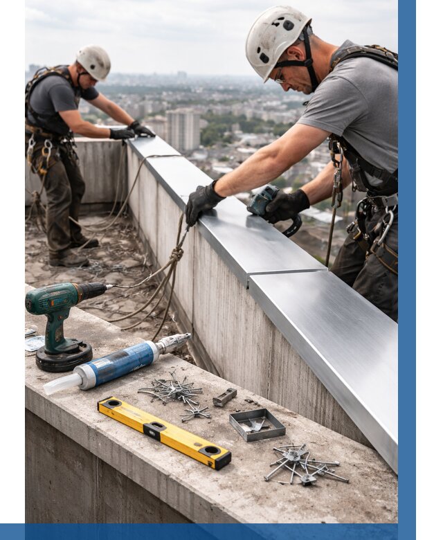 Монтаж парапетных крышек в Лобне от 826 р. | ВЫСОТНИК-Лбн