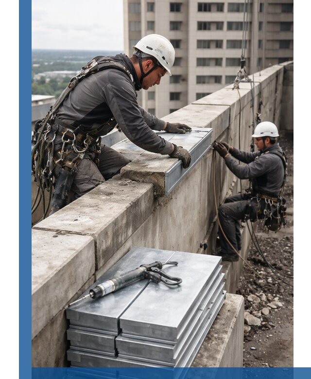 Замена парапетных крышек и установка новых в Лобне