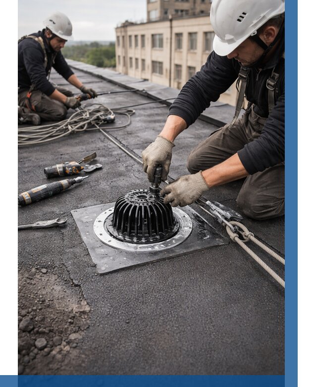 Установка водосточных воронок в Лобне цена от 3614 р. | ВЫСОТНИК-Лбн