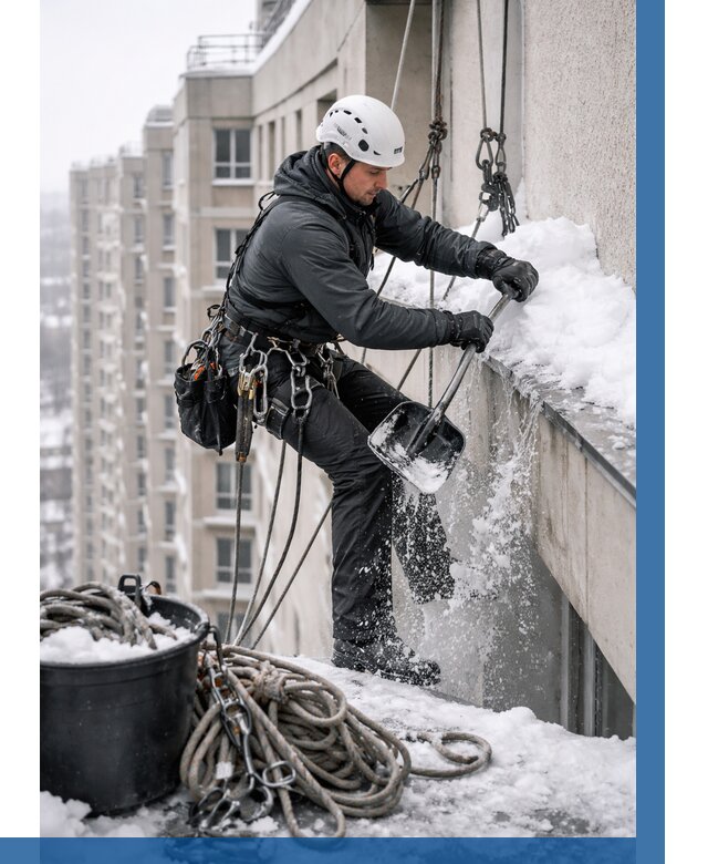 Очистка карнизов от снега в Лобне от 310 р. | ВЫСОТНИК-Лбн