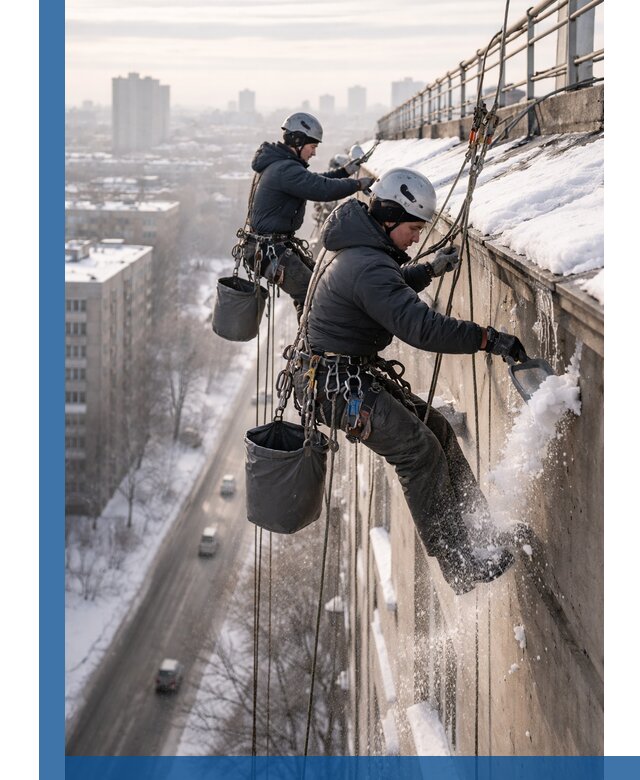 Очистка карнизов от снега в Лобне профессионально и безопасно