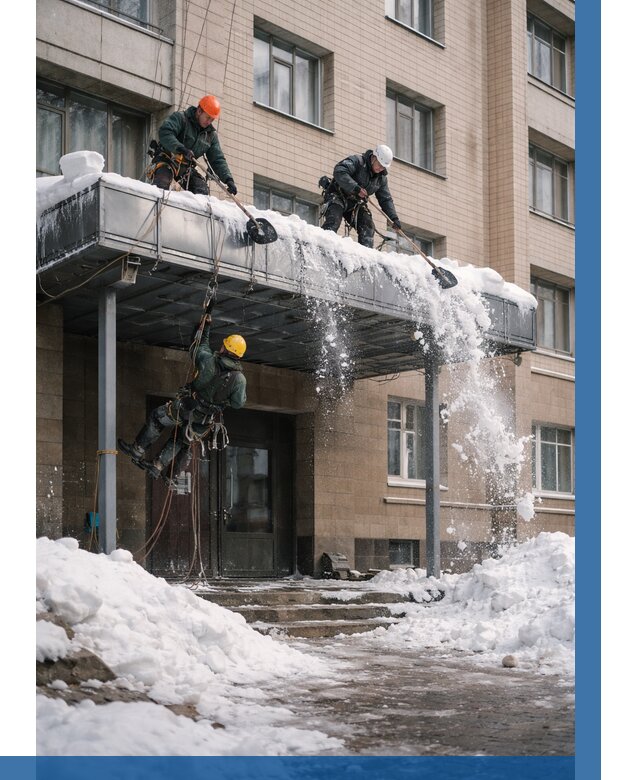 Очистка козырьков от снега в Лобне от 3614 р. | ВЫСОТНИК-Лбн