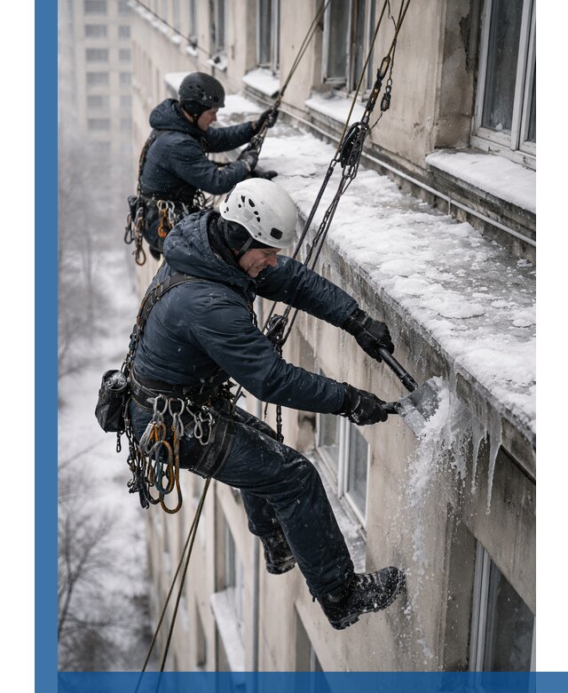 Удаление наледи и сосулек с карнизов в Лобне профессионально