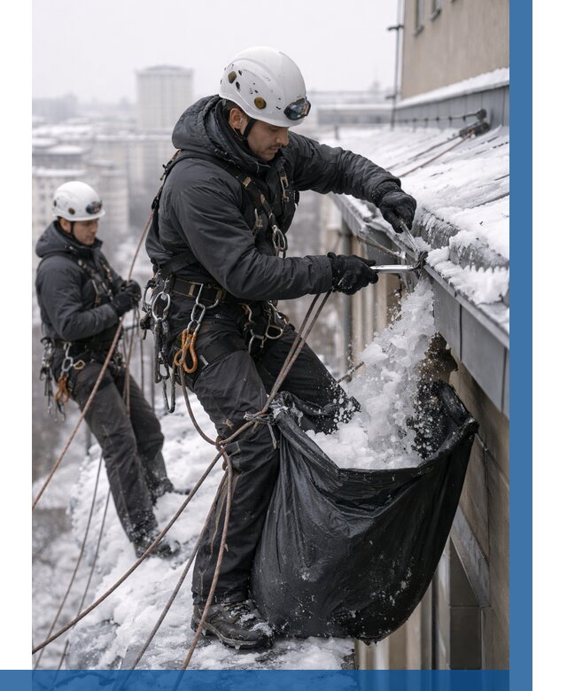 Аварийная очистка крыши в Лобне под ключ от 310 р. | ВЫСОТНИК-Лбн