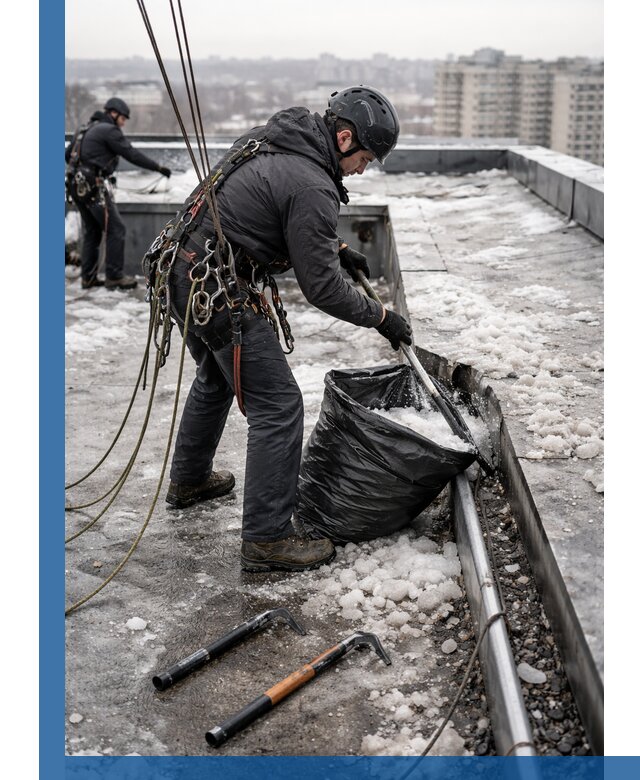 Аварийная очистка кровли в Лобне от промальпинистов