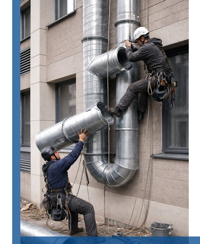 Монтаж фасадных воздуховодов в Лобне с герметизацией и крепежом