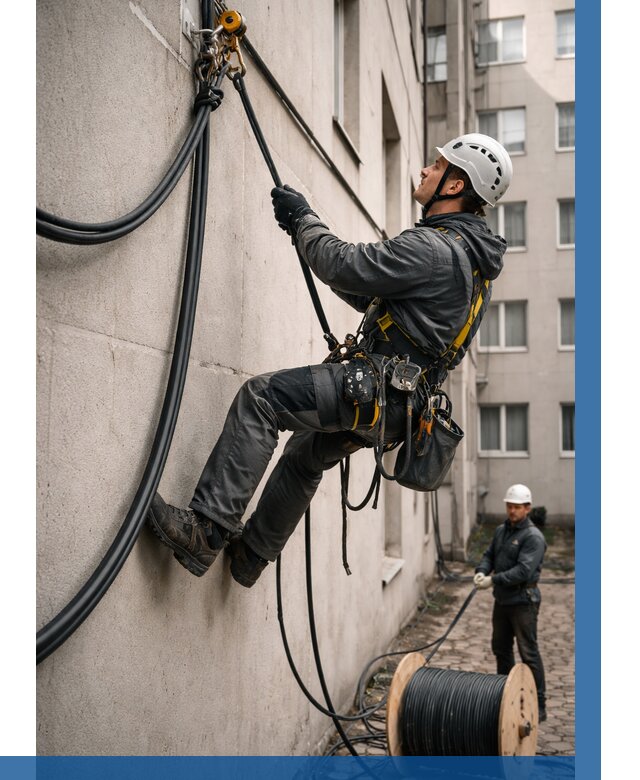 Протяжка кабеля питания на высоте в Лобне от 465 р. | ВЫСОТНИК-Лбн