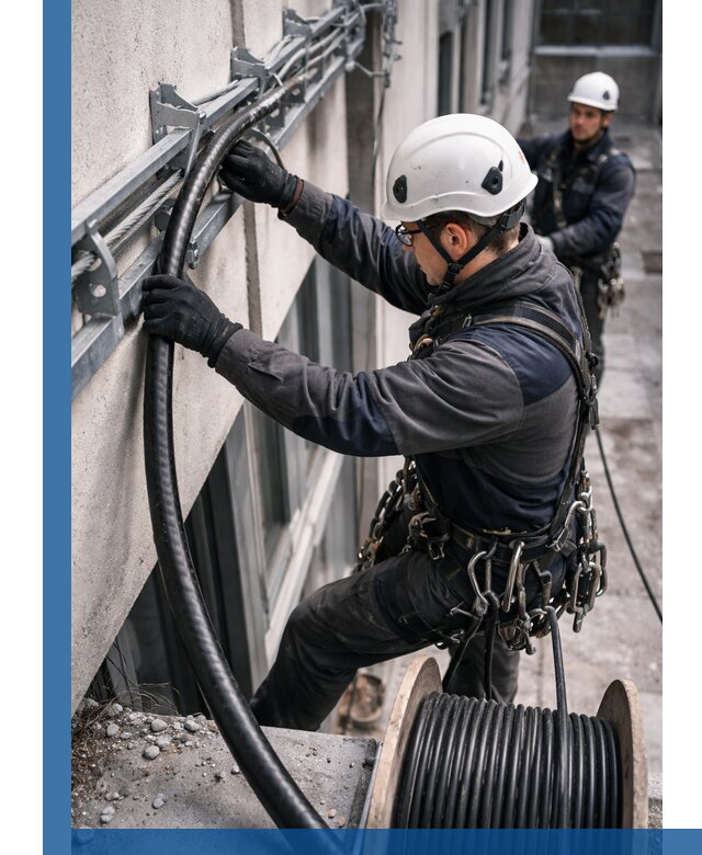 Протяжка кабеля питания на высоте в Лобне с гарантией безопасности и качества