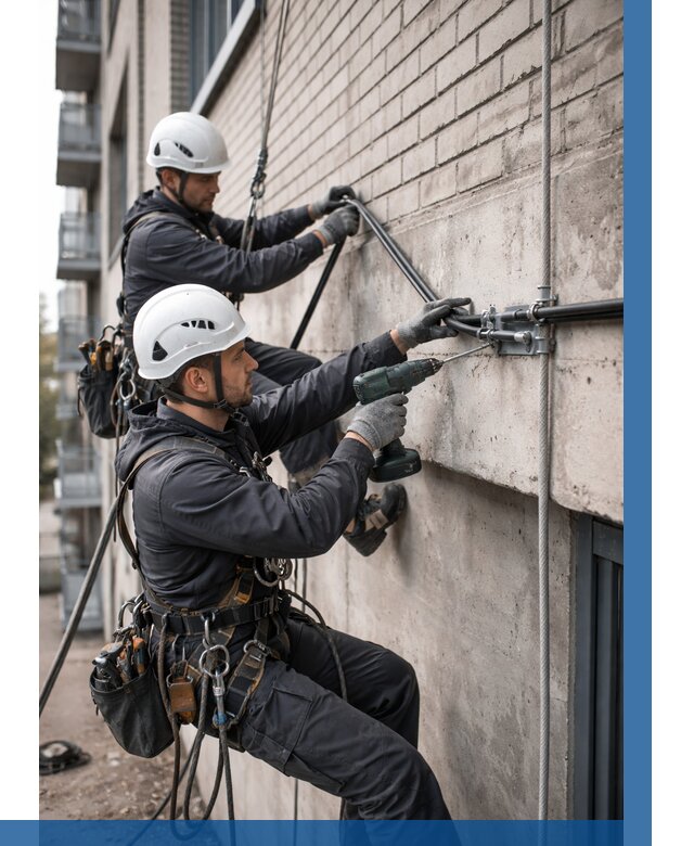 Крепление кабеля на фасаде в Лобне от 361 р. | ВЫСОТНИК-Лбн