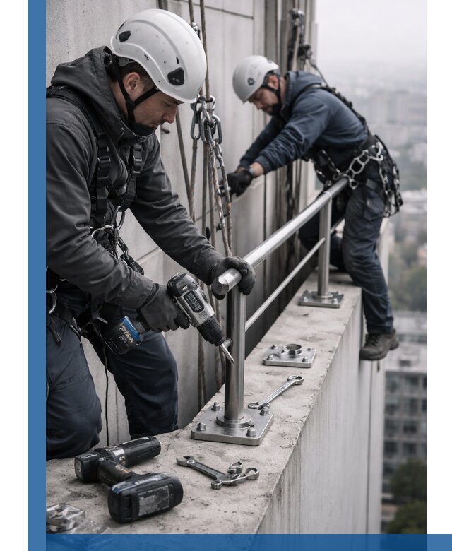 Монтаж перил на высоте в Лобне для жилых и промобъектов