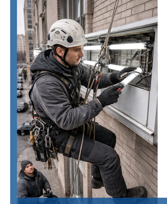 Профессиональная замена ламп в наружной вывеске в Лобне