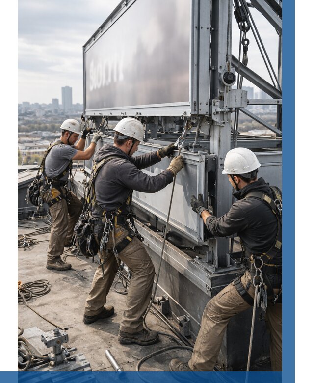 Монтаж крышной рекламной конструкции в Лобне от 61956 р.|ВЫСОТНИК-Лбн