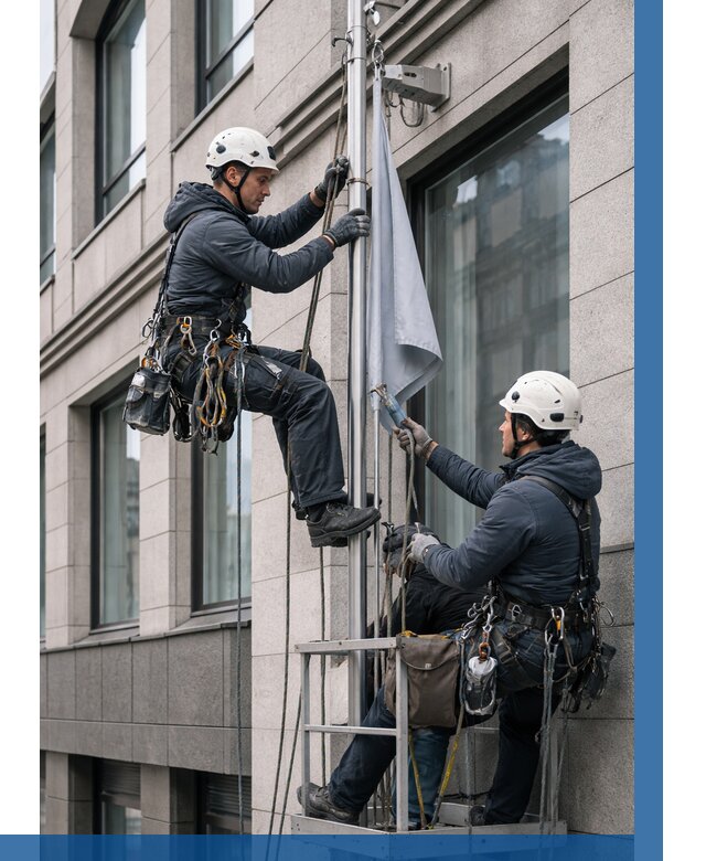 Установка флагов на фасаде в Лобне от 4647 р. | ВЫСОТНИК-Лбн