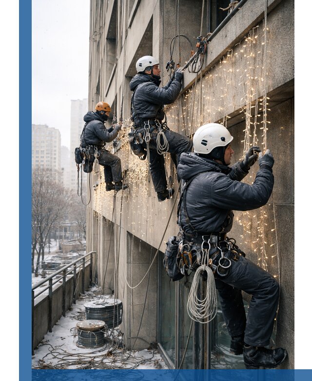 Монтаж новогодней иллюминации и украшение фасадов в Лобне