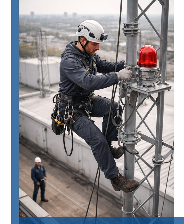 Монтаж заградительных огней и обслуживание объектов в Лобне