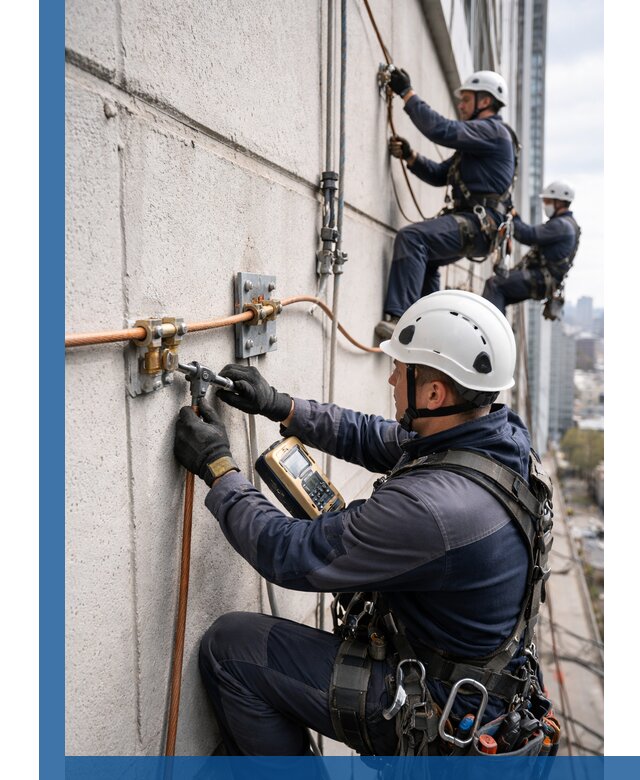 Монтаж системы заземления здания и молниезащиты в Лобне