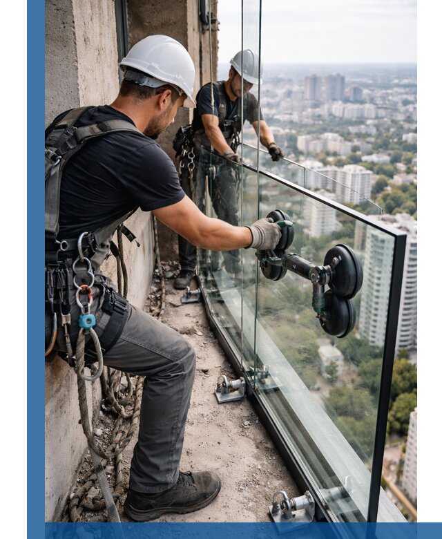 Монтаж стеклянных ограждений под ключ с гарантией в Лобне