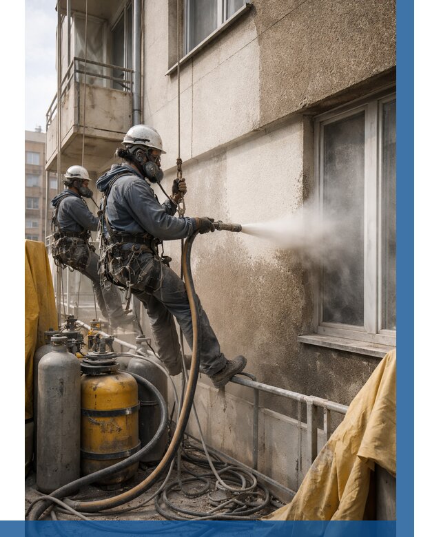 Пескоструйная очистка фасада в Лобне от 671 р. | ВЫСОТНИК-Лбн