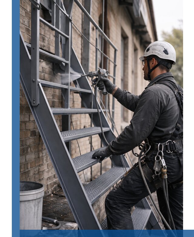 Покраска и антикоррозионная защита пожарных лестниц в Лобне