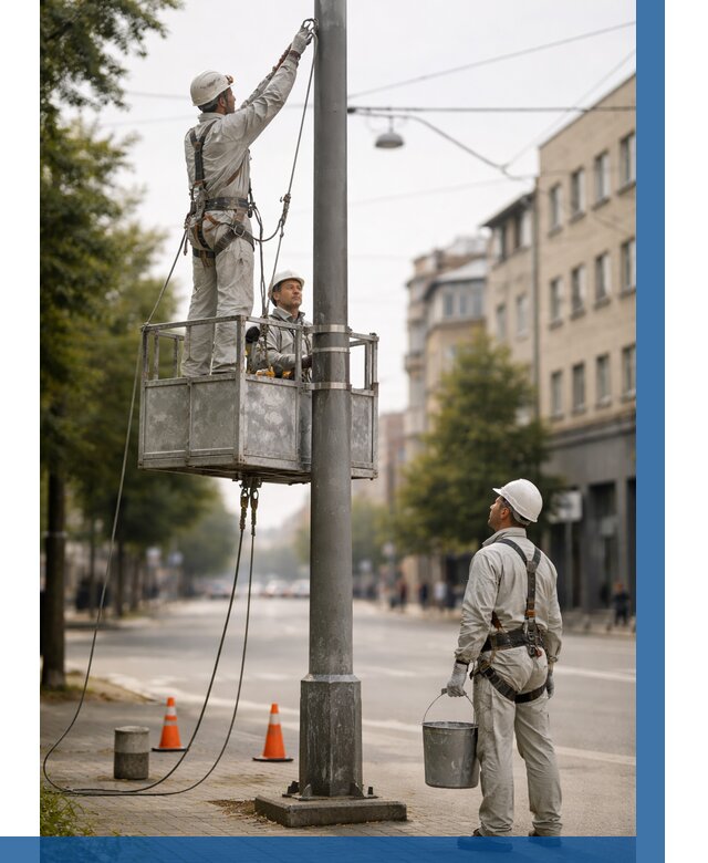 Покраска опор освещения в Лобне от 5163 р. | ВЫСОТНИК-Лбн