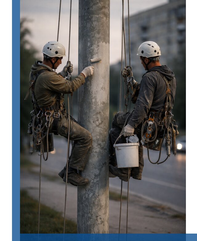 Покраска опор освещения и антикоррозийная защита в Лобне