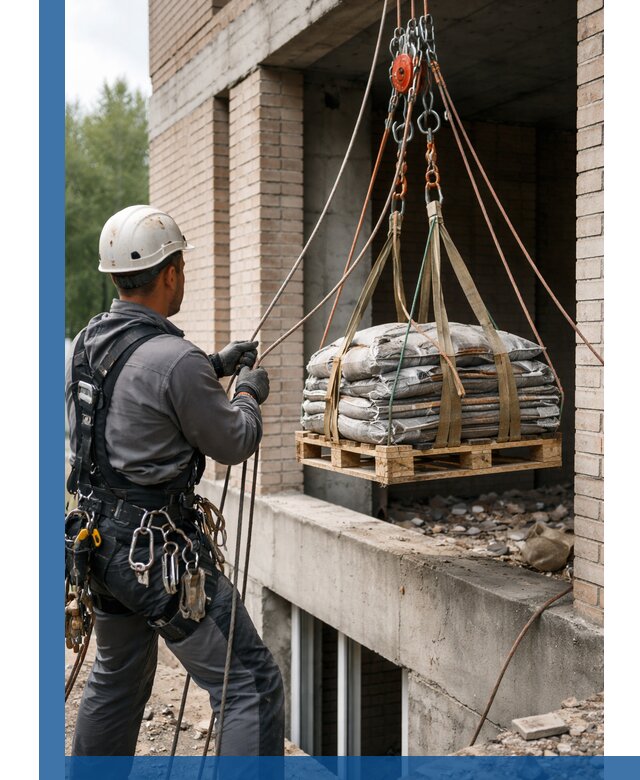 Подъем материалов на этаж веревками в Лобне оперативно
