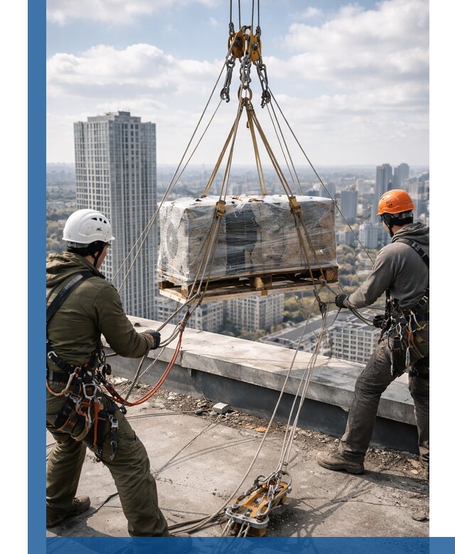 Подъем и монтаж крупногабаритных грузов на крышу в Лобне